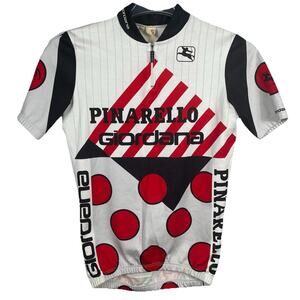 Vintage Giordana Pinarello Cycling Jersey Men's Small Red Polka Dot Italy Made